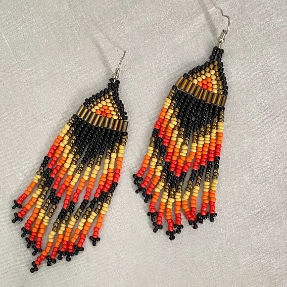 Unsigned Papparazi Colors Of The Wind Earrings Colorful Seed Bead Dangle Drop - Picture 1 of 7